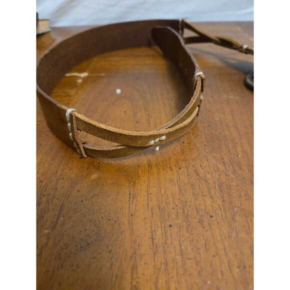 Max Studio Brown Leather Belt X Design Size Small 34" - Picture 7 of 7